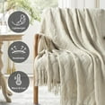 thumbnail image 3 of Navy Throw Blanket Textured Solid Soft Sofa Couch Decorative Knitted Blanket, 50" x 60" Navy, 3 of 5