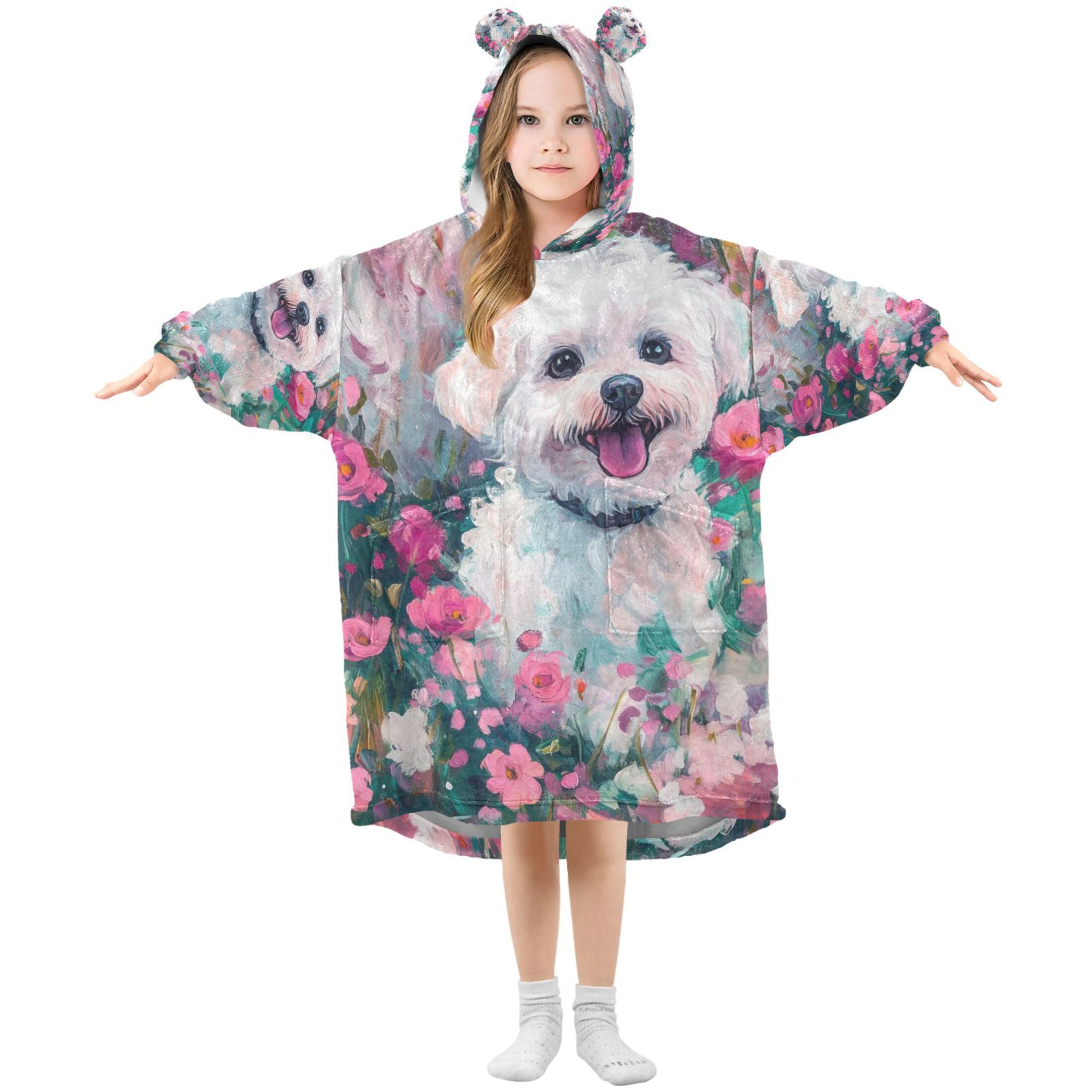 YAZAOO Kids Wearable Blanket Hoodie Warm and Cozy Fluffy Joy Flannel Sweatshirt