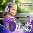 thumbnail image 4 of QearFun Bluetooth Headphones for Kids, Wireless Headphones with Built-in Mic, Includes Aux Cord, USB C, 3.5mm Jack, Bluetooth 5.3, On Ear Kids Headphones for School/Travel/Tablet(Deep Purple), 4 of 7