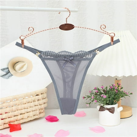 Underwear Women Easy Care Lace Sexy Traceless Low Waist Thong Mesh See Through Brief Microfiber Cute Panties