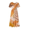 thumbnail image 3 of Pisexur Robe d'Été 2024 pour Femme, Plage, Décontractée, Florale, Manches Courtes, Bohème, Maxi, Col Ras du Cou, Smockée, à Étages, Fluide, Longue, 3 of 3