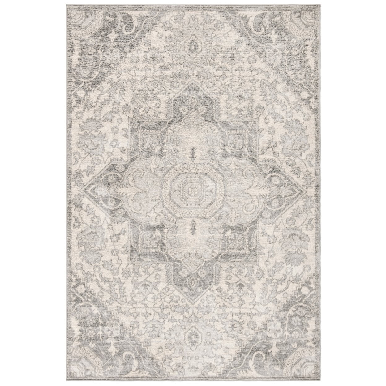 SAFAVIEH Brentwood Felix Floral Area Rug, 6'7" x 6'7" Round, Grey/Cream