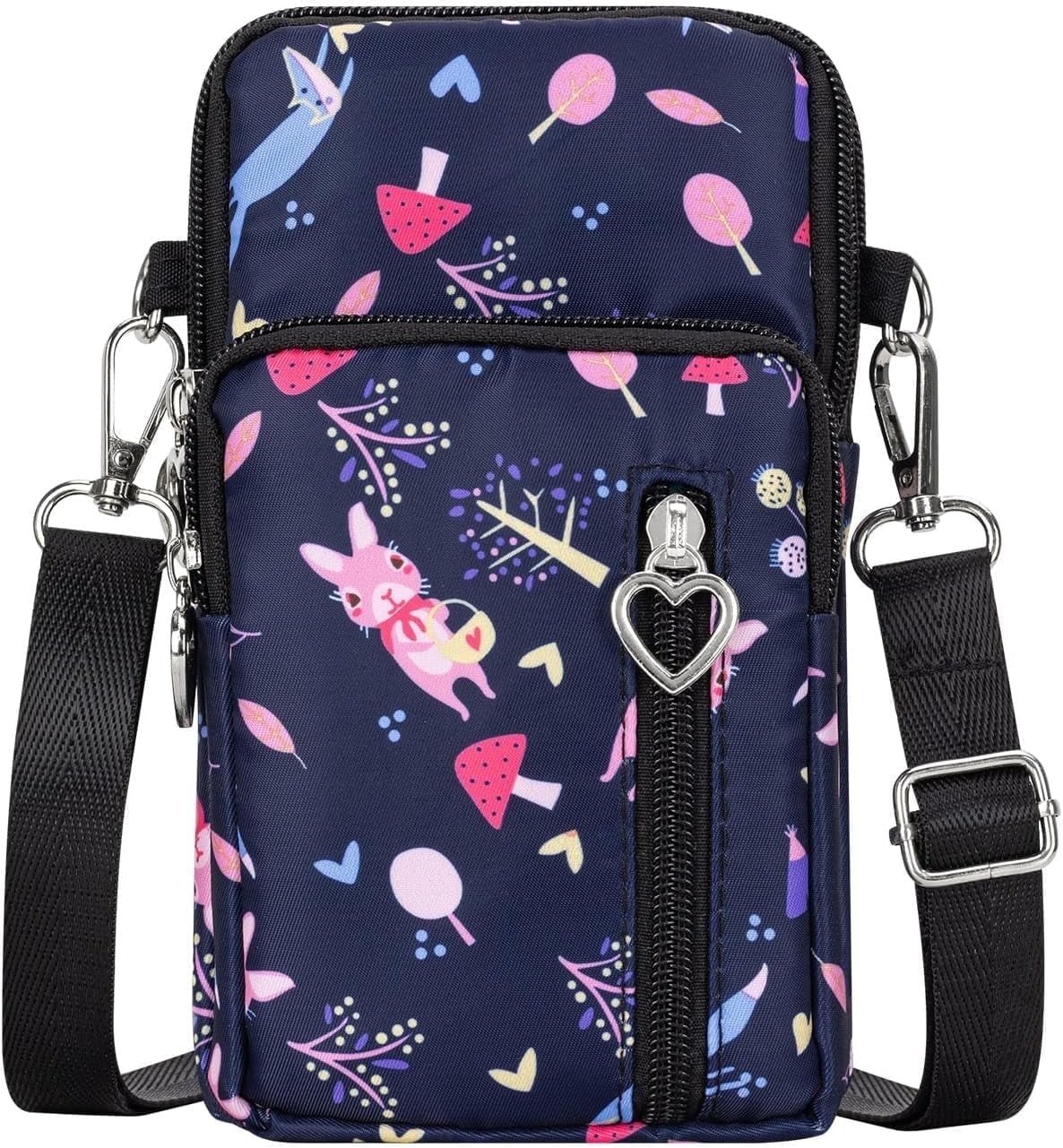 Lohol Lightweight Small Crossbody bags Cell Phone Purses Travel Pouch Shoulder Bag for Women（Black Mushroom)