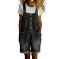 thumbnail image 2 of Women's Denim Overalls Y2K Wide Leg Loose Bib Jean Rompers Button Front Adjustable Straps Causal Jumpsuits with Pockets, 2XL, 2 of 5