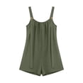 thumbnail image 4 of ClodeEU Women's Linen Backless Spaghetti Strap Romper with Pockets,Solid Color Casual Short Jumpsuit Army Green,Women's Plus L, 4 of 7