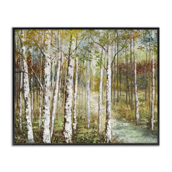 Stupell Industries Rustic Lodge Beautiful Autumn Birch Grove Stream Black Framed Giclee Art, 14 x 11, by Nan