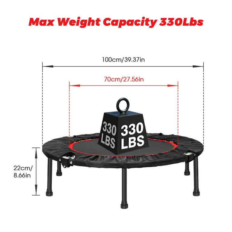 Farm on table 40 Inch Mini Exercise Trampoline For Adults Or Kids - Indoor  Fitness Rebounder Trampoline With Safety Pad, Max