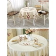 thumbnail image 4 of 1pc Round Dining Table Cloth With opean Rural Style Yellow Polyester Fabric & Multicolor Embroidery Hollow Out Lace Trim Decor For Round Table, Hom, 4 of 5