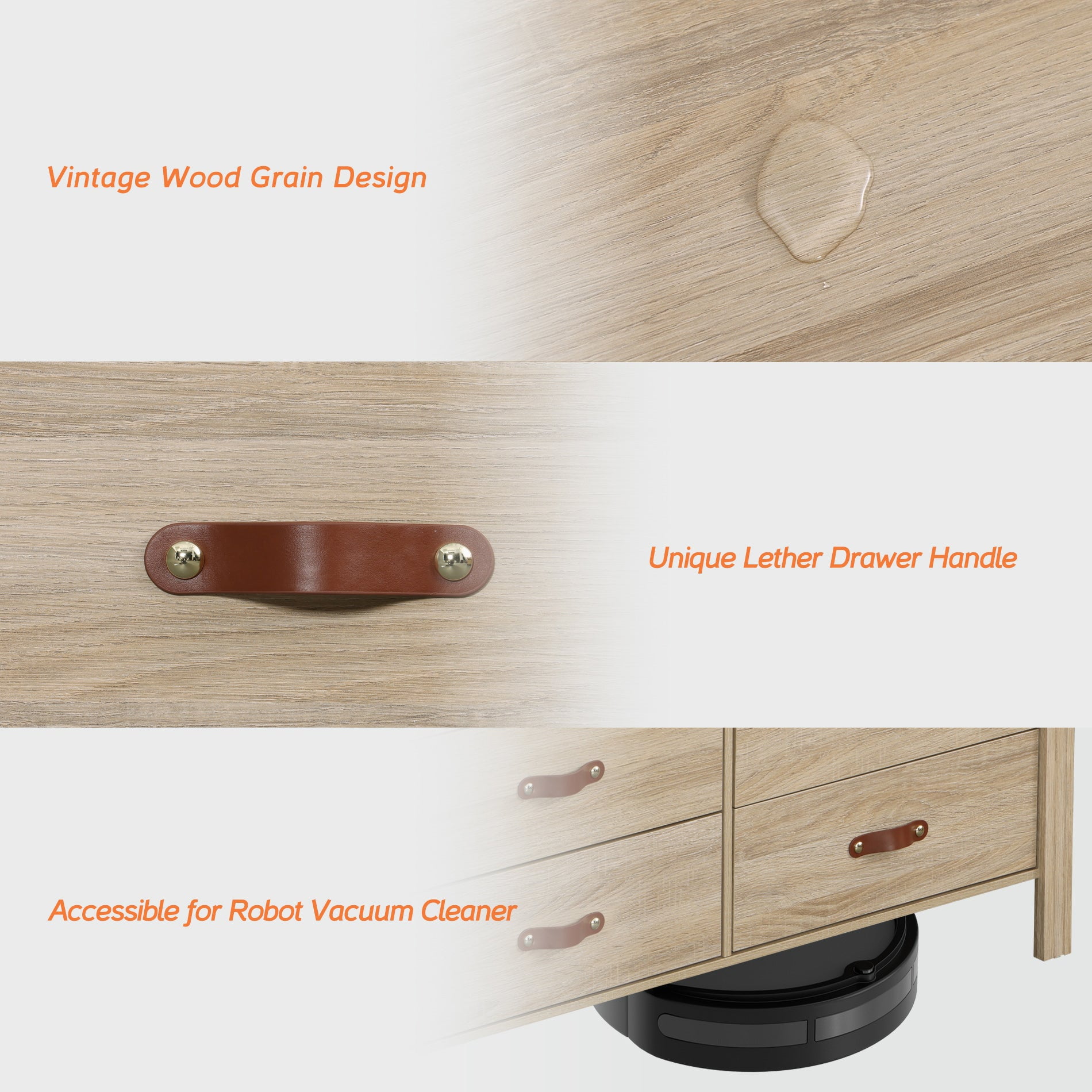 Wampat 9 Drawers Dresser for Nursery, Farmhouse Dresser with Wide Chest of Drawers for Living Room, Light Oak, 62 inch