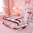 thumbnail image 5 of meiyoeat Girly Bow Personalized Monogram D Zipper Twin Comforter Sets with Fitted Sheet and 2 Pillowcases,Kawaii Cherry Print Zipper Bedding Set For Girl,Pink Reversible,4-Piece, 5 of 7