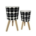 thumbnail image 1 of Sagebrook Home 15020-07 S/2 10/12" DIAMOND PLANTER W/ WOOD LEGS, BLACK, 1 of 1