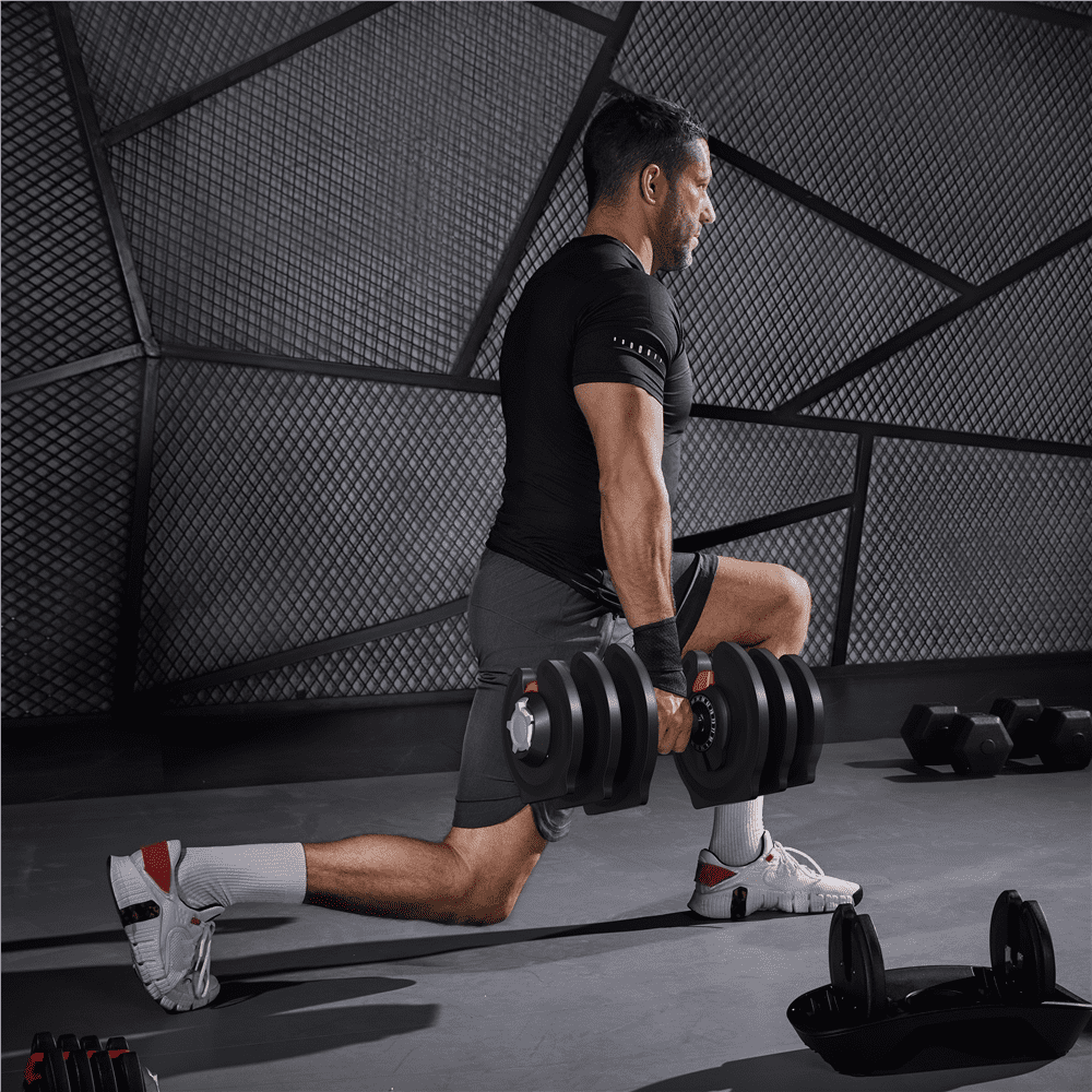 Renwick 4-90Lbs Quick Adjust Dumbbell Set for Home Gym, Set of 2, Black/Red