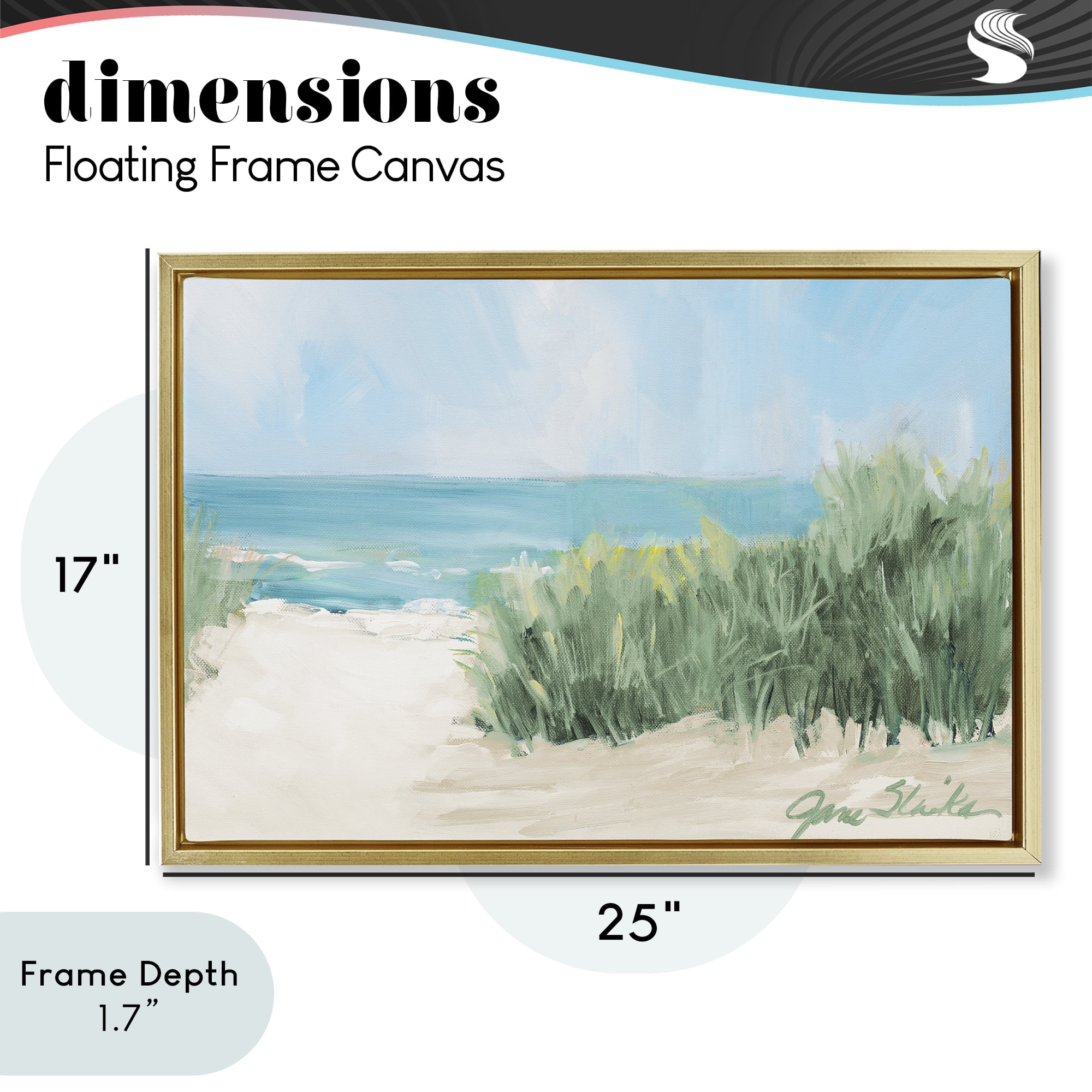 Stupell Industries Soothing Beach Day Gold Framed Floater Canvas Wall Art, design by Jane Slivka