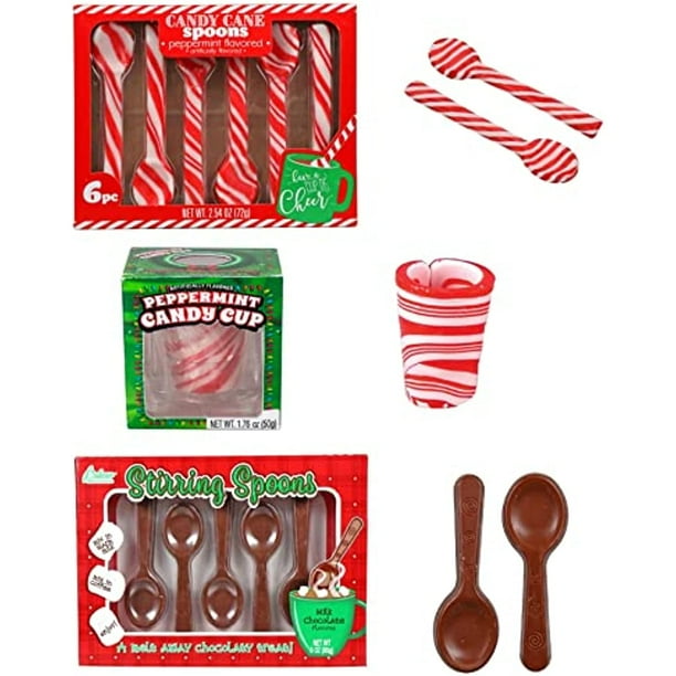 Candy Cane Spoon Bundle 6 Peppermint Flavored Edible Peppermint
