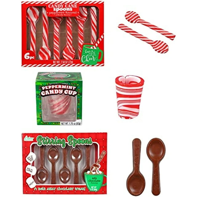 Candy Cane Spoon Bundle 6 Peppermint Flavored Edible Peppermint