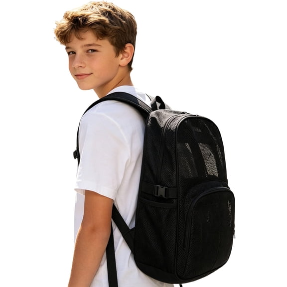 Weebloom Mesh School Backpack For Kids Boys Girls Breathable Gym Lightweight Daily College School Large Bookbag Middle High School College Black