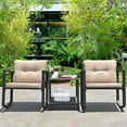 thumbnail image 3 of Costway 3PC Patio Rattan Conversation Set Rocking Chair Cushioned Sofa Garden Furniture, 3 of 10