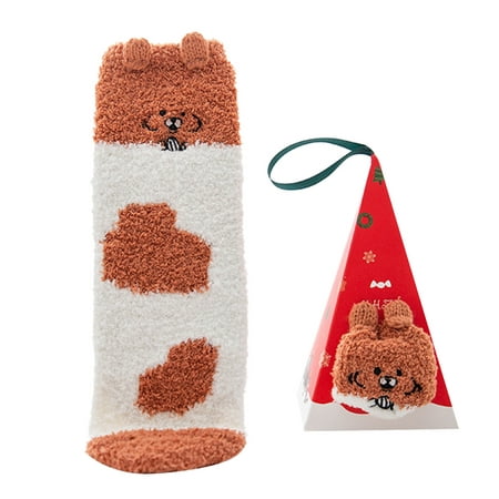 

Soft Socks For Women Christmas Socks Gift Fluffy Coral Velvet Thick Warm Winter Socks For Female New Year Gift Box With Box