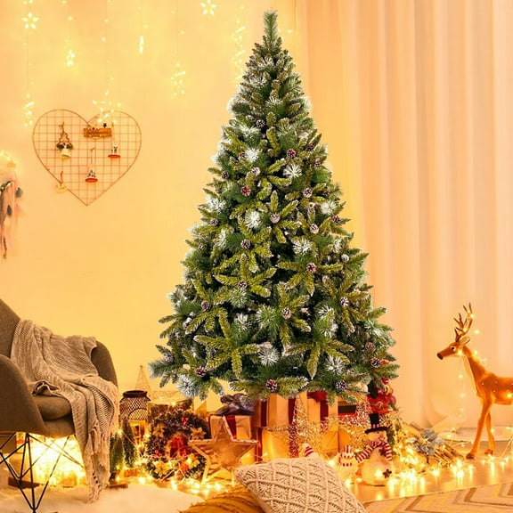 GO 7.4ft Christmas Tree, Decorated with 65 Pine Cones and Realistic over 1300 Thicken Tips