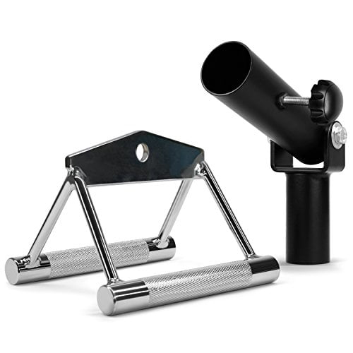 Yes4All Combo T-Bar Row Insert Landmine & Assis Double D Poignée pour Fixation de Câble - Double D Poignée de Ligne (Chrome)