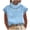Light Blue, variant on Wenini Women's Linen Cut Out Top Eyelet Lace Hollow Out High Neck Short Sleeve Casual Boho Lightweight Loose Summer Blouse, Black L
