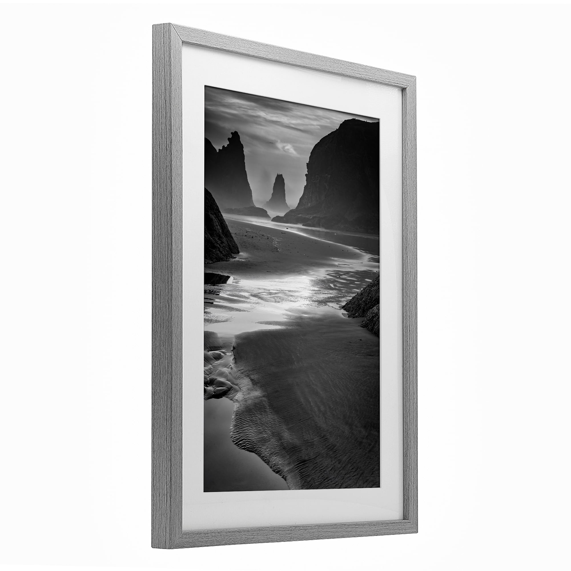 Stupell Industries Last Light On Bandon Beach Gray Framed Print Under Glass, design by Rick Berk