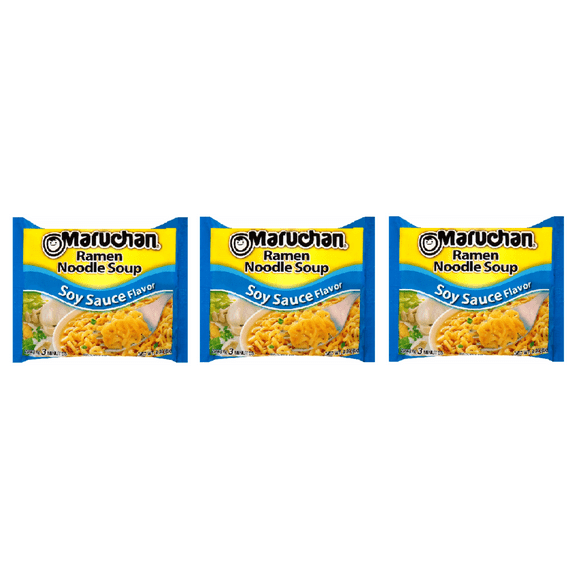 Maruchan Ramen Noodle Soup, Soy Sauce Flavor, 3 oz, Pack of 3