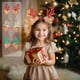 thumbnail image 1 of Cinta de cuerno de reno de Navidad | Pelusa festiva roja dorada verde | Ajuste elástico suave y cómodo | Accesorio ligero para fiestas navideñas | 9,84x8,27 en condecoraciones, 1 of 6
