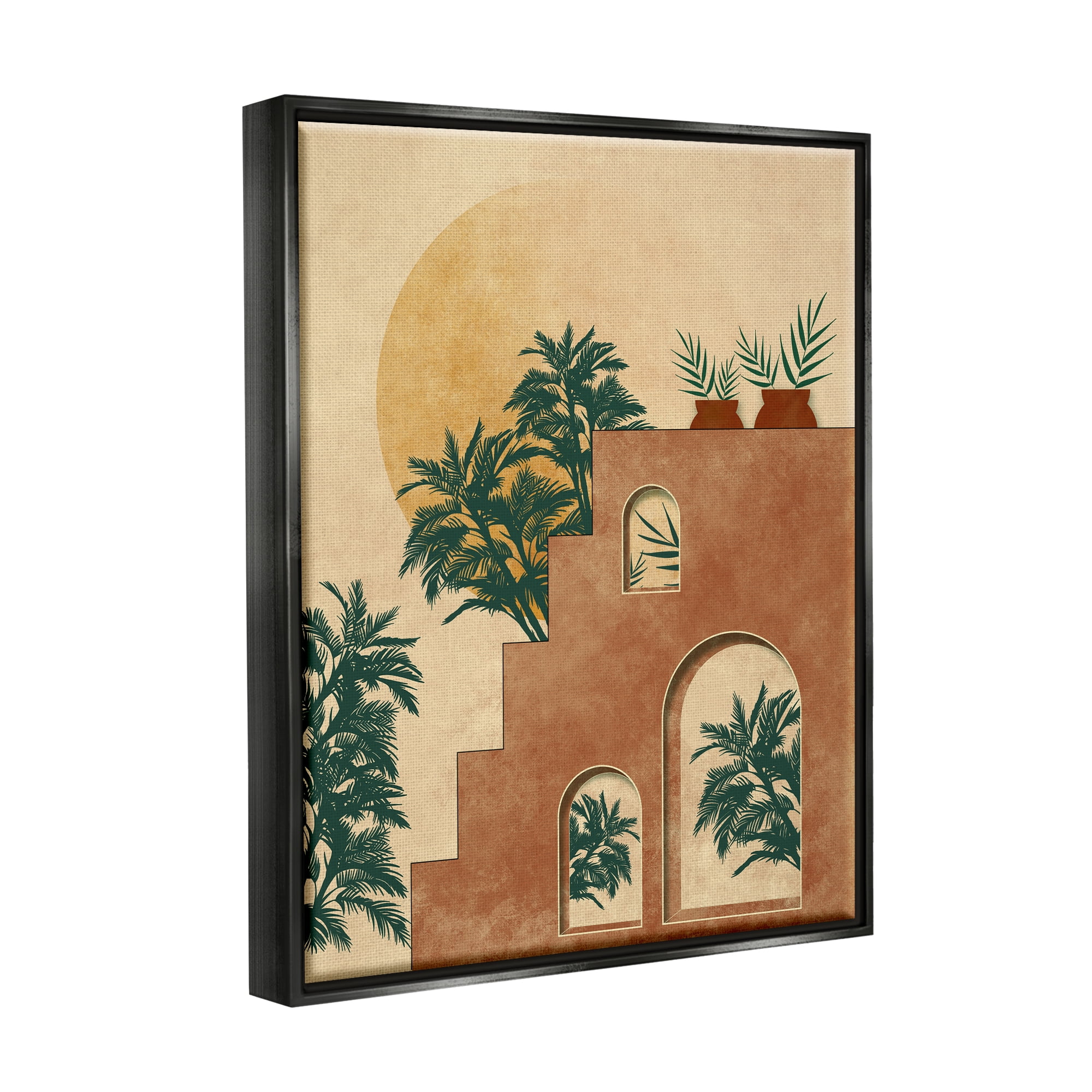 Stupell Industries Botanical Morocco Scenery Nature Painting Black Floater Framed Art Print Wall Art, 25 x 31