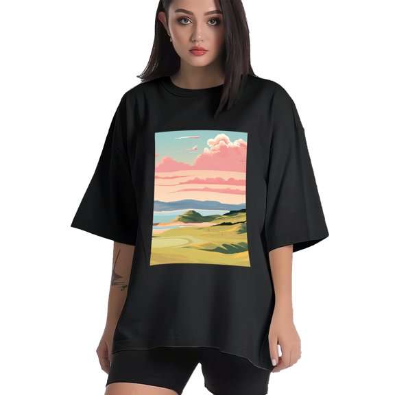 Plus Size Shirt for Women Black Tops for Women Short Sleeves Shirt for Women Seafront 2 T Shirt Crewneck Shirt for Women XS