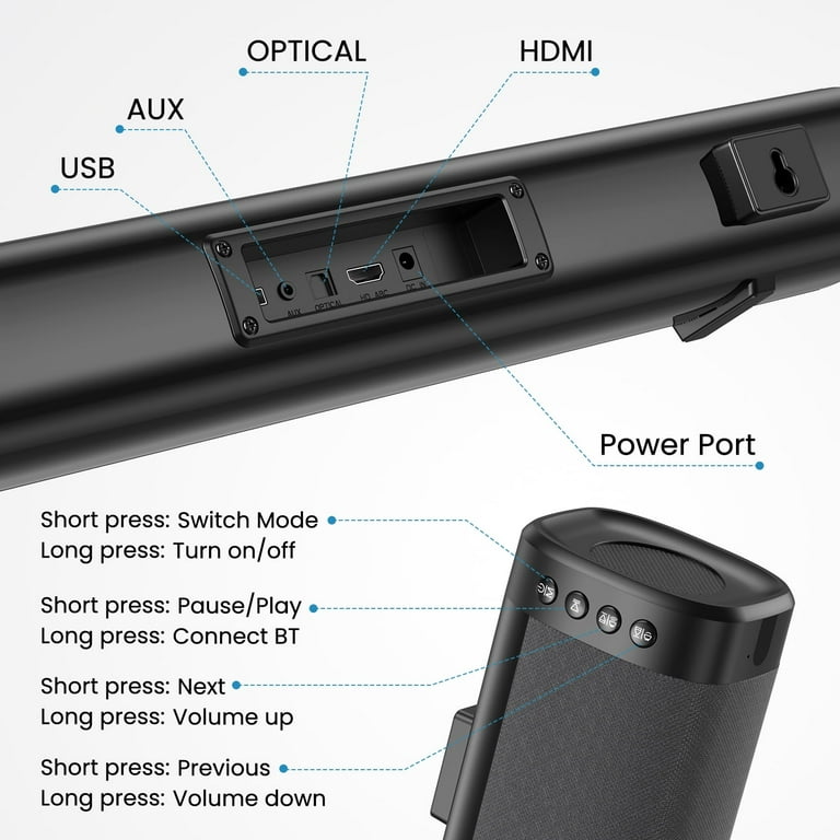 TopVision 80W Soundbar with Subwoofer, 2.1Ch, HDMI ARC