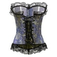 thumbnail image 4 of FAKKDUK Women's Gothic Bustier Corset Boned Steampunk Corset Wedding Dress Bottoming Underwear Body Sculpting Gothic Vest Court Corset Corset for Women, Blue&M, 4 of 5