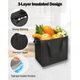 thumbnail image 3 of Triani 2Pcs Baginsulated Tote Bags With Sturdy Zipper Foldable Cooler Bag Reusable Cooler Bags Heavy Duty Insulated Shopping Bag for Hot Cold Food (Black), 3 of 7