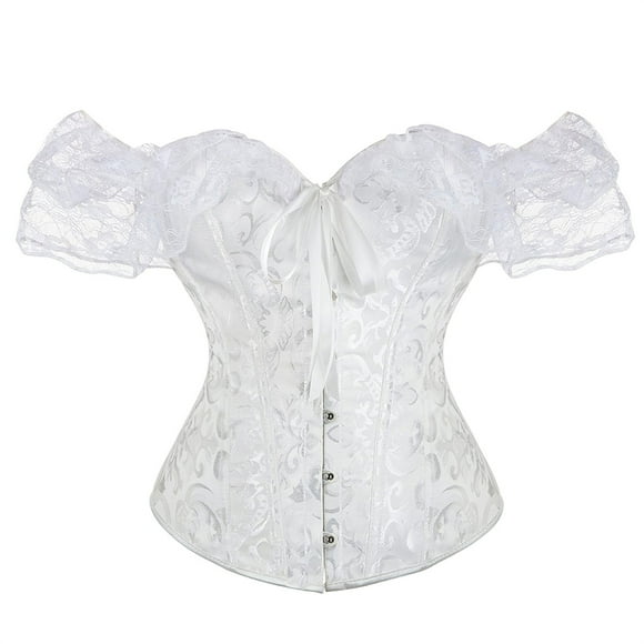 SNOWSONG Women's Floral Lace Strapless Corset Boned Corset Shapewear Underwear Tops Bodyshaper Clearance! 1PC Underwear White S