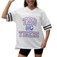 thumbnail image 3 of Women's Gameday Couture White Tennessee State Tigers Iconic Oversized Fashion Jersey, 3 of 5