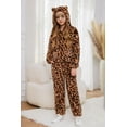 thumbnail image 3 of Oudiya Girls 2 Piece Sweatsuit Outfits Bear Ear Fuzzy Long Sleeve Hoodie Sweatshirt and Sweatpant Clothing Set for Kids 5-13Y, 3 of 6