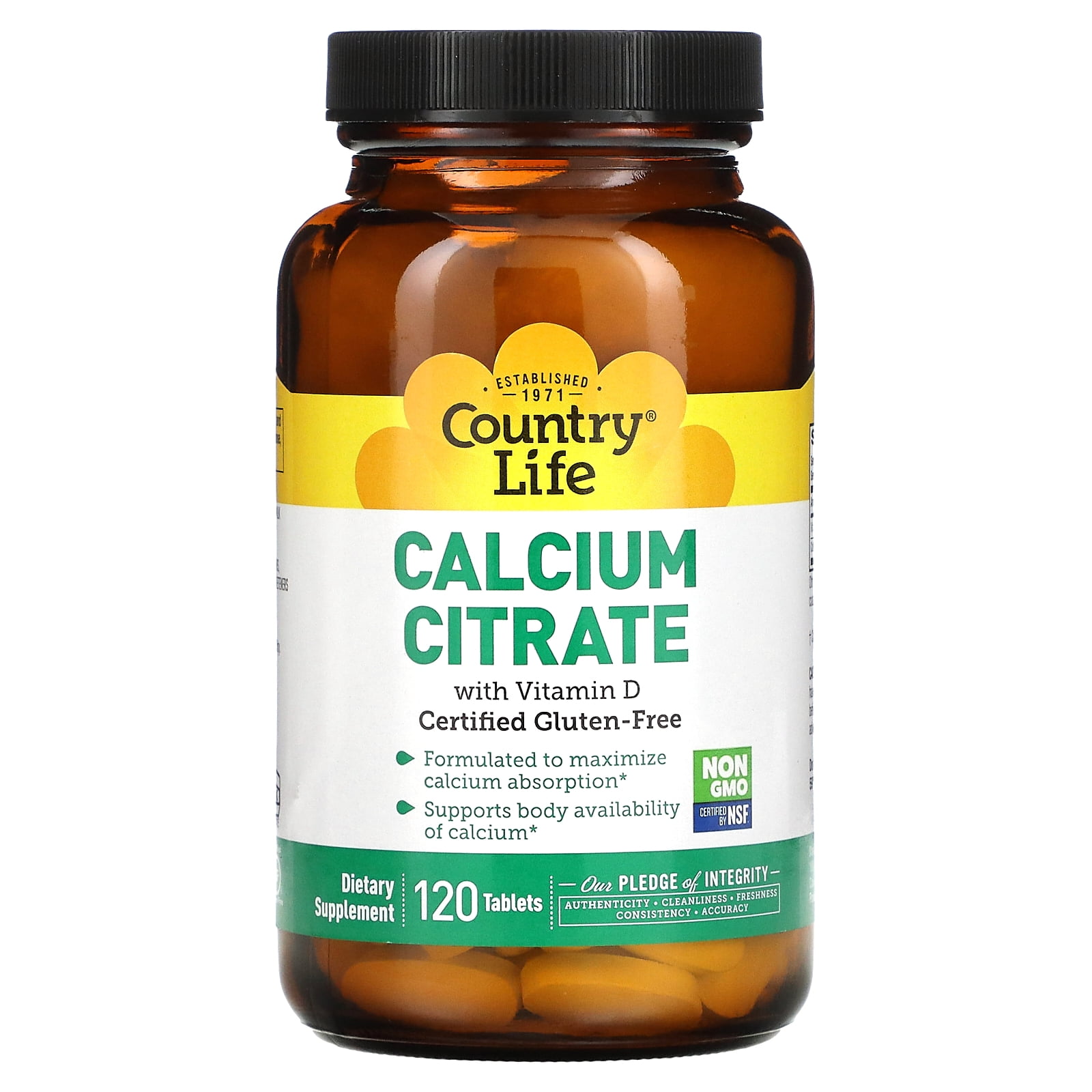Calcium Citrate with Vitamin D, 120 Tablets, Country Life