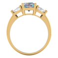 thumbnail image 4 of 2.82 ct Emerald Cut Blue Moissanite 3 Stone 18K Yellow Gold Womens Engagement Ring, 4 of 6