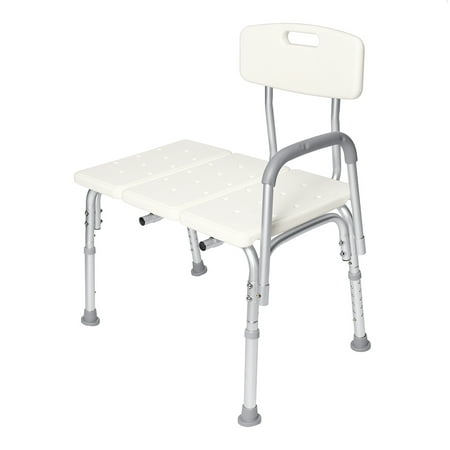 HALLOLURE Shower Chair Seat Bath Tub Transfer Bench w/ Back and Armrest Aluminum Frame Medical Height Adjustable Stool Non Slip Bathroom For Elderly 300 lbs Load