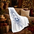 thumbnail image 3 of Hourglass with Antlers and Blue Wildflowers, Mystical Botanical Time Motif for Nature Art Lovers, Housewarming Gift, Cozy Flannel Blanket for Study Room and Reading Nook, Elegant Home Decor, 3 of 9
