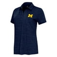 thumbnail image 2 of Women's Antigua Heather Navy Michigan Wolverines Layout V-Neck Polo, 2 of 3