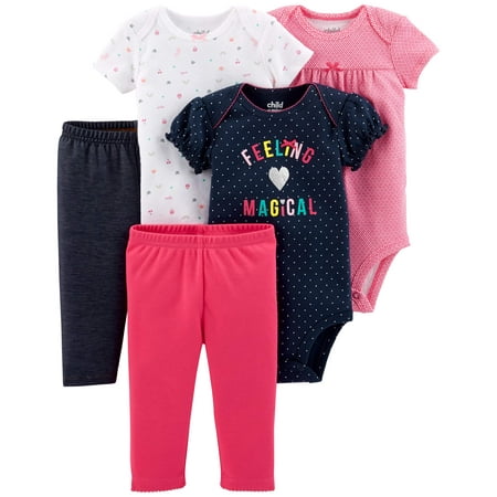 Gift Set Blanket Onesie - Child Of Mine By Carter's Short Sleeve Bodysuits & Pants Baby Shower Gift Set, 5pc (Baby Girls)