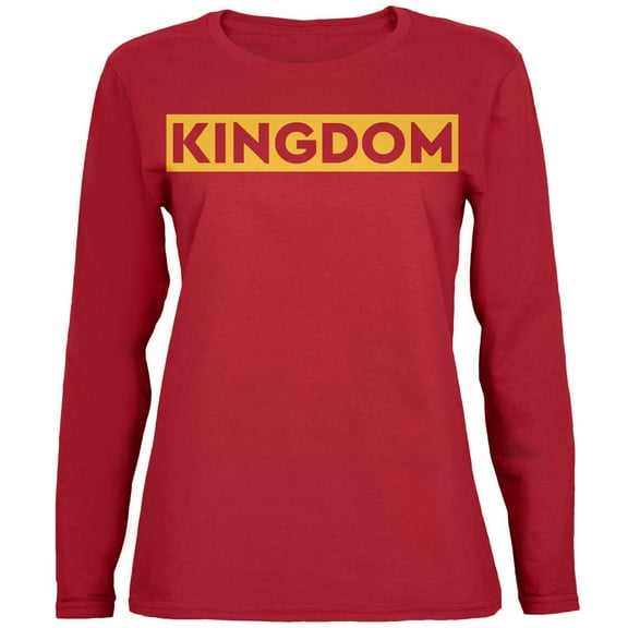Kingdom Gold Text Red Womens Long Sleeve T Shirt