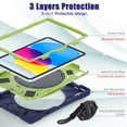 thumbnail image 2 of Dteck Case for iPad 10th Generation 2022 with Adjustable Shoulder Strap Heavy Duty Hybrid Shockproof Rotatable Kickstand Hand Strap Rugged Case,Navy+Green, 2 of 6