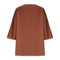 thumbnail image 6 of Axiiglly Plus Size Tops for Women 3/4 Sleeve T Shirt V Neck Solid Color Shirts Loose Side Split Summer Casual T-Shirts, 6 of 7