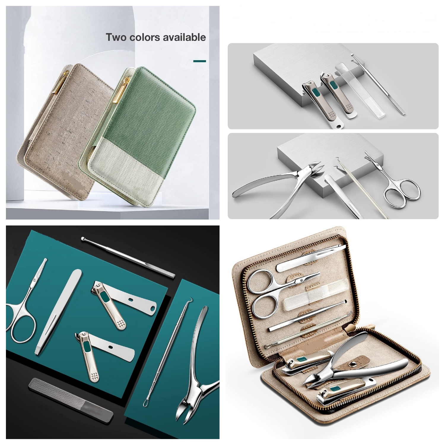 Manicure Sets Pedicure Kits Stainless Steel Nail Clipper Personal Care Tools with PU Leather Case (Gray)