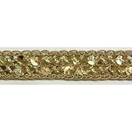 3/4" 2 Row Non-Stretch Metallic Sequins Trimming - 6 Yards! - Color: Gold