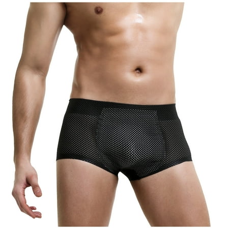 

BIZIZA Breathable Stretch Pouch Trunks for Men Comfort Briefs Male Soft Underwear Black XL