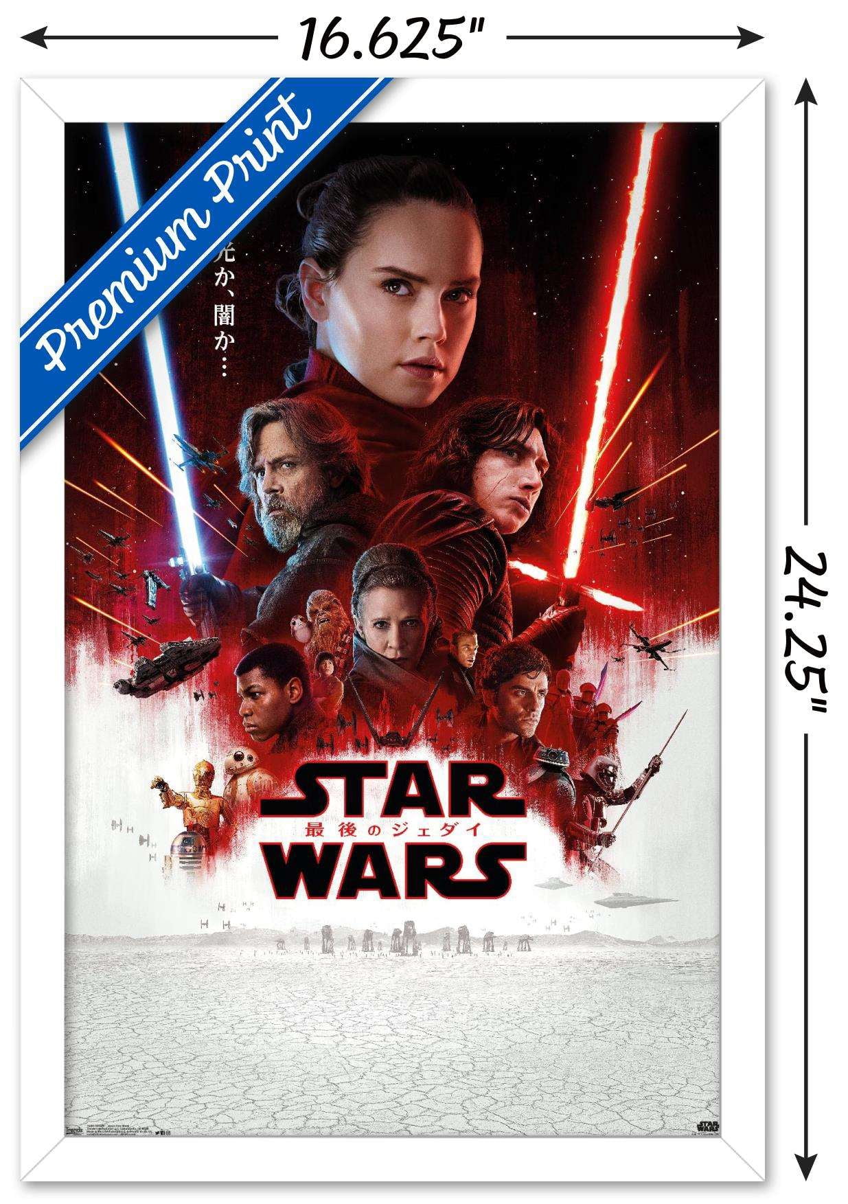 Star Wars: The Last Jedi - Japan One Sheet Wall Poster, 14.725" x 22.375", Framed