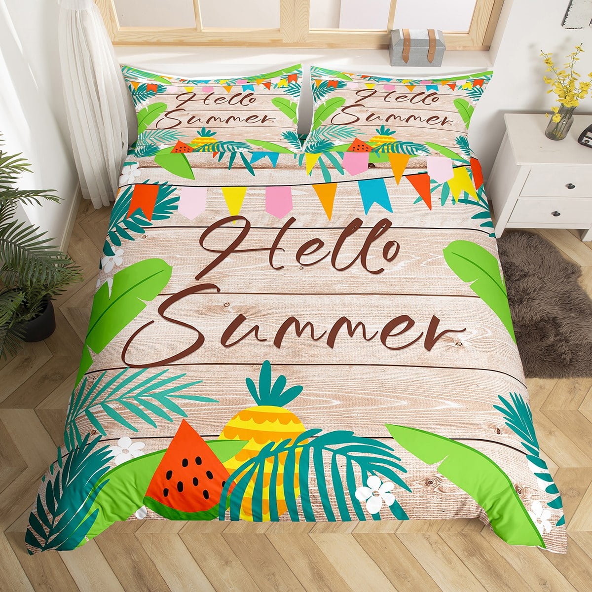 YST Hello Summer Bedding Sets Twin Holiday Theme Comforter Cover